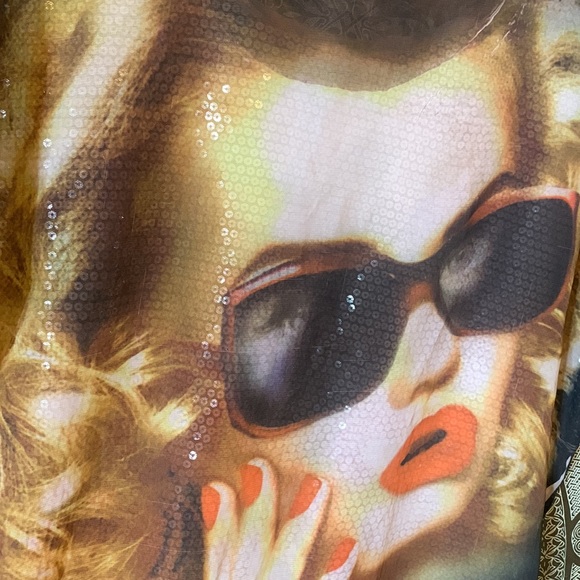 Caren Sport Tops - Sequins and Pop Art Sheer Blouse Oversized
